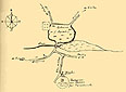 Miejsca masowych grobw Polakw zamordowanych przez upowcw w 1943 r. w miasteczku okacze, wsi Doroginicze, wsi Zahorw Nowy (wszystkie w gminie Chorw). Szkic wykonany przez Wacawa Zasad.