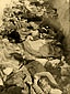 Lipniki, 1943 r. Zwłoki zamordowanych Polaków w Lipnikach złożone do wspólnej mogiły 182 ofiar. Po prawej stronie widoczna ściana długiego wykopu-mogiły. 