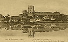 Łuck, miasto, 1913 r. Zamek Lubarta z XIV w. i rzeka Styr. Pocztówka rosyjska.